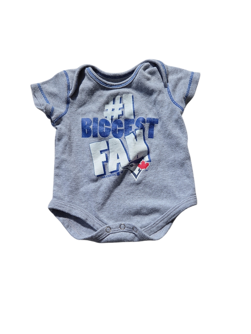 MLB Toronto Blue Jays #1 Biggest Fan Bodysuit 0-3M Grey Onesie